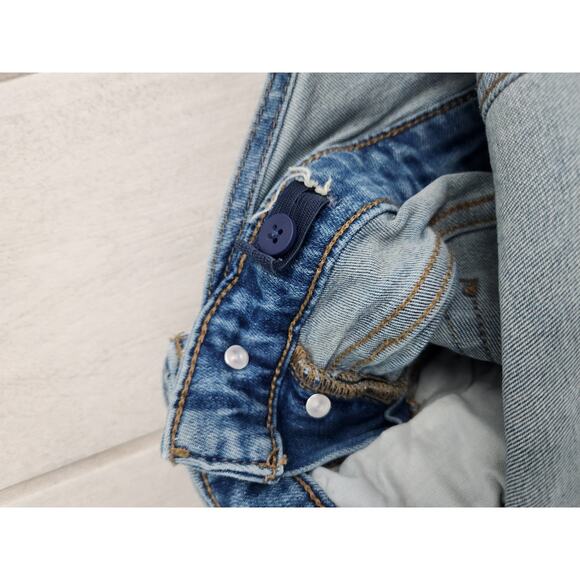 ISABEL MATERNITY Denim Overalls Raw Edge Hem Stretchy Size 4 Small Adjustable - Picture 5 of 6